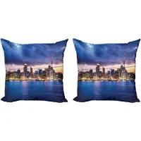 Abakuhaus Kussenhoes Auckland – Dubbelzijdig 50x50 Marineblauw Bleekgeel