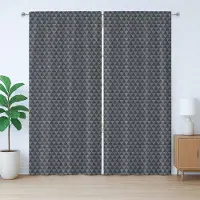 Abakuhaus Donkergrijs rustiek gordijn, diagonale strepen en driehoeken, met lussen en haken voor de woonkamer, 280 x 245 cm, grijs en donkergrijs