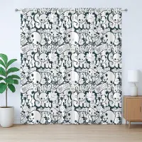 Abakuhaus Rustiek gordijn voor tieners, schedel en graffiti, slaapkamergordijn met plooien, lussen en haken, 280 x 260 cm, antracietgrijs wit