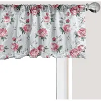 Abakuhaus Shabby Flora Raamvalletje, Gordijnvalletje voor Keuken en Slaapkamer met Tunnelzoom, 137 cm x 30 cm, Amandelgroen Lichtroze