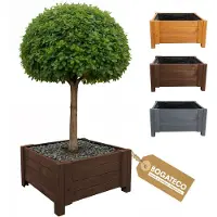 BOGATECO Houten Plantenbak 50 x 50 x 30 cm - Inclusief Agro-Textiel - Weerbestendig & Geïmpregneerd - Bloembak voor Tuin & Balkon - Donkebruin