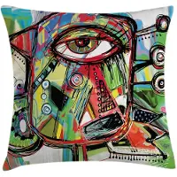 Abakuhaus kussenhoes 40x40 cm – retro-doodle-vogels, dubbelzijdig, rits
