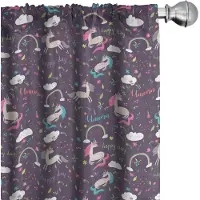 Abakuhaus Unicorn Happy Day – Veelkleurige gordijnen – 2x75x245 cm – microvezel