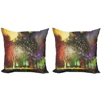 Abakuhaus Fantasie Kussenhoes Set – 2x45 cm – Dubbelzijdig Bedrukt – Multicolor Geel/Paars