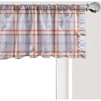 Abakuhaus geruite raamvalletje, gordijnvalletje voor keuken en slaapkamer met tunnelzoom, 137 cm x 30 cm, lavendel en gebrand sienna