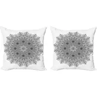 Abakuhaus Zwarte decoratieve kussenhoezen (2 stuks), Mandala bloem 45x45 cm, zwart
