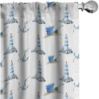 Abakuhaus Vuurtoren gordijnen – 2x75x225 cm – microvezel – blauw/wit