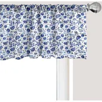 Abakuhaus Bloemenraamvalletje, Gordijnvalletje voor Keuken en Slaapkamer met Tunnelzoom, 137 cm x 45 cm, Wit Licht Azuurblauw
