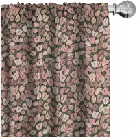 Abakuhaus Bloemen-Gordijnen – set van 2 – 75x175 cm – microvezel – halverduisterend – cacaokleur koraal crème