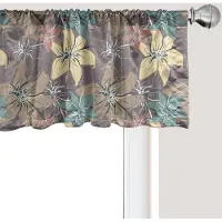 Abakuhaus Bloemenpatroon raamvalletje, gordijnvalletje voor keuken en slaapkamer met tunnelzoom, 137 cm x 30 cm, lichtgroenbeige