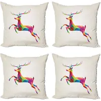 Abakuhaus Kussenhoes Set – 4x 45x45 cm – Veelkleurig Fractal Hert