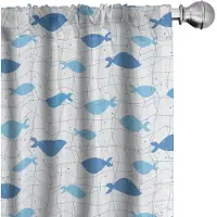 Abakuhaus – Geometrische gaasgordijnen – 2-delige set 75x175 cm – Blauw/Lichtblauw/Wit