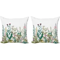 Abakuhaus Bloemkussenhoezen Set – 2x45x45 cm – Dubbelzijdig bedrukt – Groen/Wit