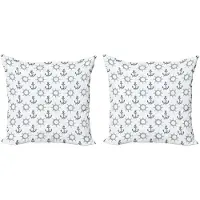 Abakuhaus Anker kussenhoes – 2x50x50 cm – dubbelzijdig – marine/wit
