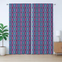 Abakuhaus Geometrisch rustiek gordijn, ruitpatroon, slaapkamergordijn met plooien, lussen en haken, 280 x 175 cm, meerkleurig