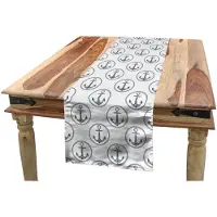 Abakuhaus Tafelrok – Anker Bloemenkunst, 40x225 cm, wit/zwart