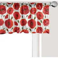 Abakuhaus Klaproos raamvalletje, gordijnvalletje voor keuken en slaapkamer met tunnelzoom, 137 cm x 30 cm, oranje olijfgroen wit