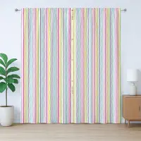 Abakuhaus Abstracte rustieke gordijnen, kleurrijke strepen, universele gordijnen met lussen en haken voor de woonkamer, 280 x 245 cm, veelkleurig