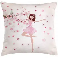 Abakuhaus Balletkussenhoes – Sakura-Meisje Ballerina – Dubbelzijdig bedrukt – Wasbaar met rits – 45x45 cm – Roze, Bleek, Perzik
