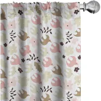 Abakuhaus Vogels gordijnen – 2-delige set 75x245 cm – microvezel – Roze Umber