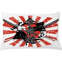 Abakuhaus Kussenhoes – Aikido-Samurai – 65x40 cm – Bedrukt aan 2 zijden, Rits, Multicolor