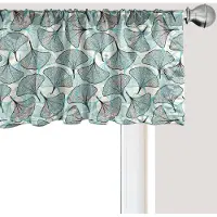 Abakuhaus Botanische raamvalance, gordijnvalance voor keuken en slaapkamer met tunnelzoom, 137 cm x 30 cm, turquoise eierschaalkleur