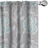 Abakuhaus Bloemen Gordijnen – 2x75x175 cm – Microvezel – Grijs Seafoam