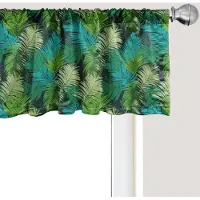 Abakuhaus Palmblad raamvalletje, gordijnvalletje voor keuken en slaapkamer met tunnelzoom, 137 cm x 30 cm, donkergroen meerkleurig