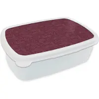 MuchoWow Broodtrommel Wit - Lunchbox Bladeren - Patroon - Paars - Brooddoos 18x12x6 cm - Brood lunch box - Broodtrommels voor kinderen en volwassenen