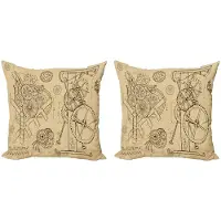 Abakuhaus Steampunk Kussenhoezen – 2x40x40 – Dubbelzijdig bedrukt – Beige/Bruin
