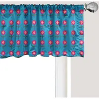 Abakuhaus Bloemenpatroon raamvalletje, gordijnvalletje voor keuken en slaapkamer met tunnelzoom, 137 cm x 45 cm, zeeblauw magenta