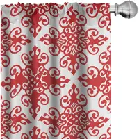 Abakuhaus – West Scroll Ornament Voorhangen 2-delige Set 75x225 cm – Microfaser, rood-wit