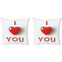 Abakuhaus Kussenhoes Set 2x40x40 – Hart 3D-letters – Dubbelzijdig – Rood-Wit