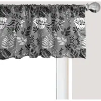 Abakuhaus Botanische raamvalance, gordijnvalance voor keuken en slaapkamer met tunnelzoom, 137 cm x 30 cm, wit/lichtgrijs