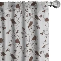 Abakuhaus – Vogelgordijnen – 2x75x245 cm – Tweetende mussen – donkerbruin en grijs
