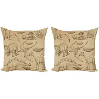 Abakuhaus Velociraptor Kussenbezug Set – 2x50x50 cm – Dubbelzijdig Gedrukt – Zandbruin