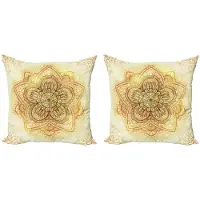 Abakuhaus Mandala Kussenhoes – 2×50×50 cm – Dubbelzijdig bedrukt – Bruin Geel
