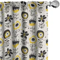 Abakuhaus Abstrakt Gordijnen – Surrealistische Bloemen, 2x75x245 cm – Champagne