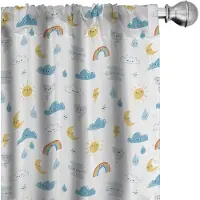 Abakuhaus Zon – Paneelgordijnen – 2x75x225 cm – Microvezel, verduisterend, veelkleurig wit