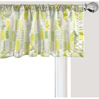 Abakuhaus Abstracte raamvalance, gordijnvalance voor keuken en slaapkamer met tunnelzoom, 137 cm x 30 cm, wit geel en limoengroen