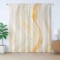 Abakuhaus Ivoor-crème rustiek gordijn, golvend marmereffect, slaapkamergordijn met plooien en haken, 280 x 175 cm, oranjegrijs