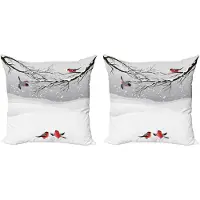 Abakuhaus Winter Kussenhoesenset – 2x50x50 cm – Dubbelzijdig bedrukt – Vermiljoen/Grijs/Zwart