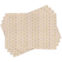 Abakuhaus Damast-placemats met bladeren en botanische elementen, tafeldecoratie van kleurvaste stof voor eetkamer en keuken, koffiebruine en lichtroze tinten