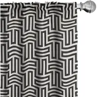 Abakuhaus Abstrakt gordijnen – 2x75x175 cm – microvezel – halfdonkerend – Eierschaal/Koksgrauw