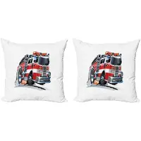 Abakuhaus Kussenhoes Set – 2x60x60 cm – Dubbelzijdig digitaal bedrukt – Rits – Babyblauw/Scarlet