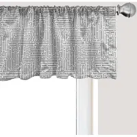 Abakuhaus Abstracte raamvalance, gordijnvalance voor keuken- en slaapkamerdecoratie met tunnelzoom, 137 cm x 30 cm, antracietgrijs en wit