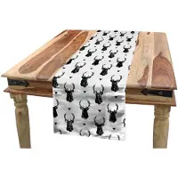 Abakuhaus Hert tafel loper – 40x300 cm – wit/zwart – 100% polyester