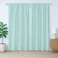 Abakuhaus Retro Rustiek Gordijn, Aqua Keltische Patronen, Slaapkamergordijn met Plooiing, Lussen en Haken, 280 x 260 cm, Blauw Wit