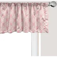 Abakuhaus Roze Damast Raamvalletje, Gordijnvalletje voor Keuken en Slaapkamer met Tunnelzoom, 137 cm x 30 cm, Lichtroze en Ivoor