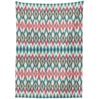 Abakuhaus Tafelkleed – 140x240 cm – Crème/Teal/Rood – Handgemaakt